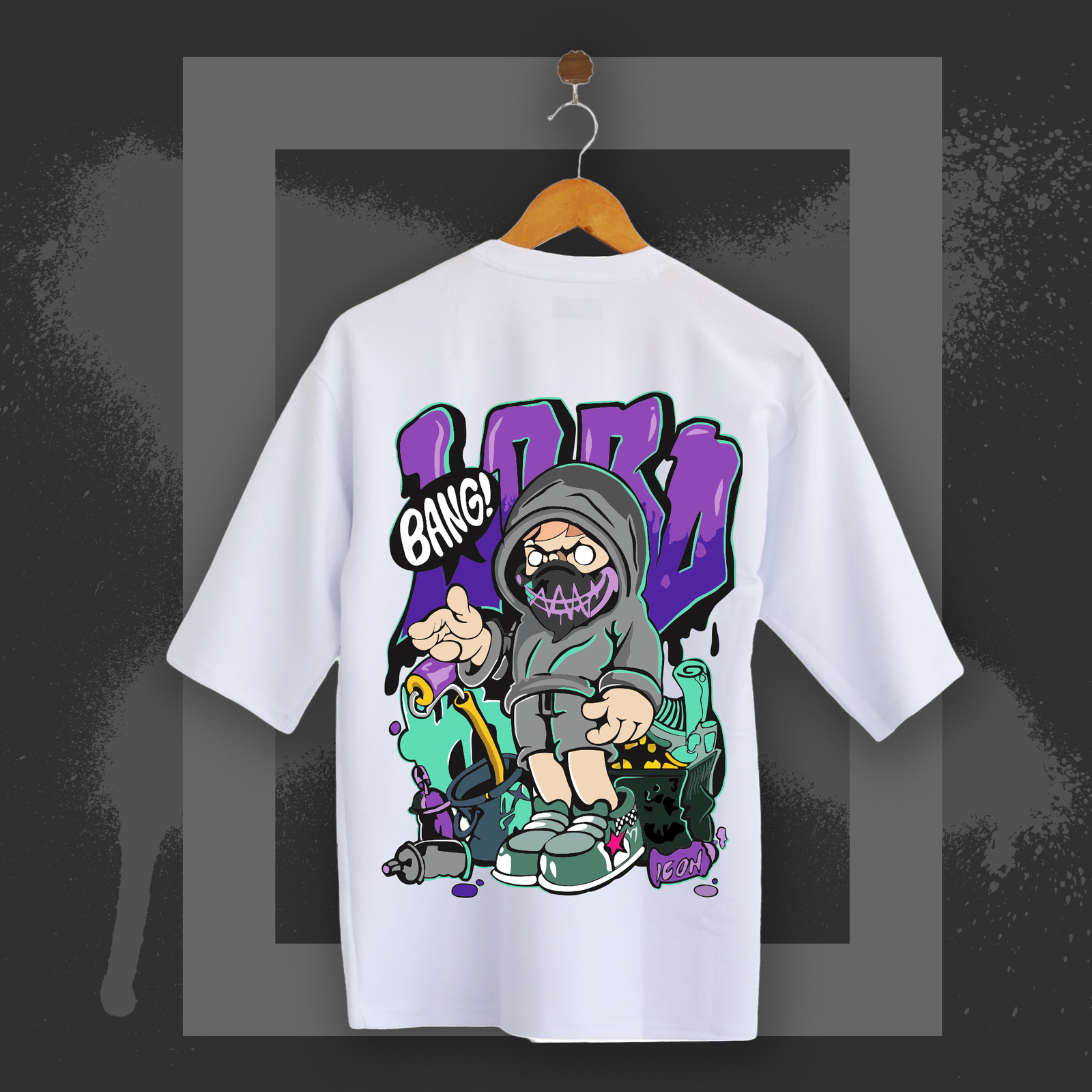 Oversized Printed T-Shirt ( Bang Icon)